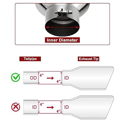 Upower 4 inch Inlet 8 inch Outlet Exhaust Tip Stainless Steel 4 to 8 Tail Pipe Tips 15 Long Bolt-On 45 Degree Angle Cut Universal for Car Truck