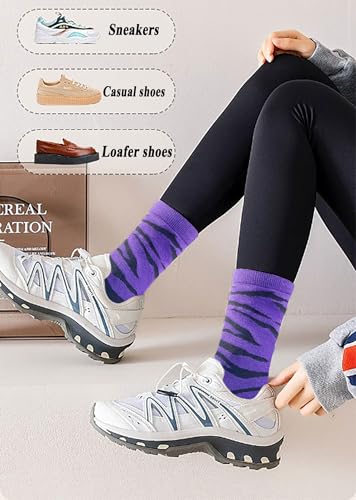Image of Animal Print Crew Socks Trendy Pattern Quartz Socks Leopard Printed Dress Socks for Women, Men