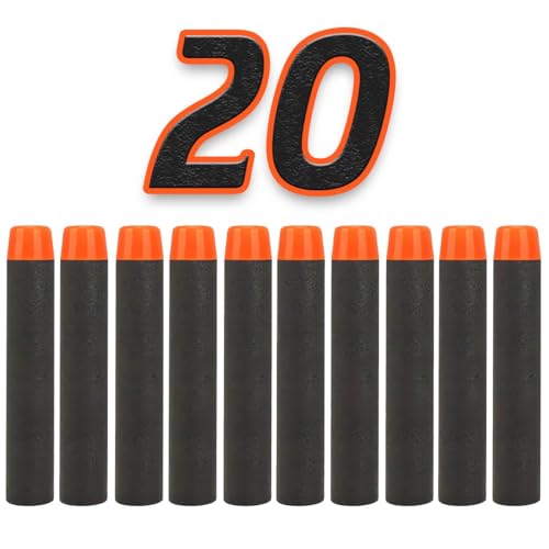 Nerf Elite 2.0, 7,2 cm Flechas Refill Bullets, Munición Espuma Dardos Compatible con Nerf Hasbro Fortnite (20, Negro)