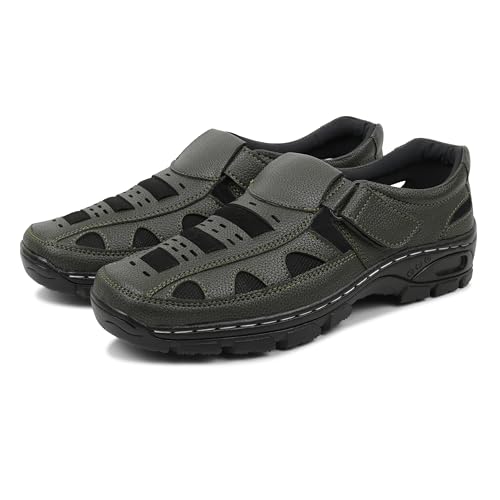 Image of Men's Faux Leather Sandals - Breathable, Lightweight, and Stylish Sandals for Casual Outings and Everyday Comfort