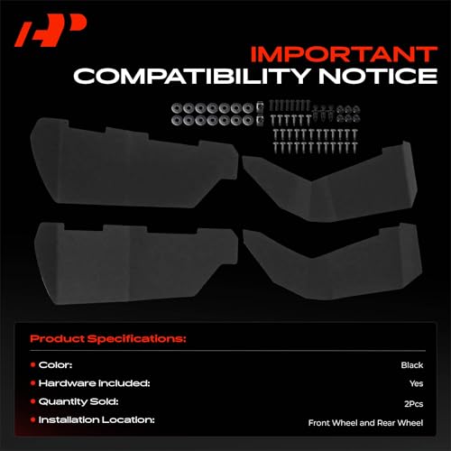 Image of A-Premium Mud Flaps, No Drilling Required Splash Guards with Accessories | Compatible with Polaris General 1000 2016-2018, General 4 1000 2017-2019, UTV, Set of 4 Front and Rear