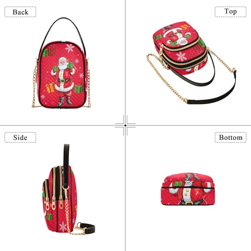 Cute Santa Claus Red Women's Shoulder Purses Funny Chain Strap Wallet Phone Purse Quilted Zipper Lady Crossbody Bag4