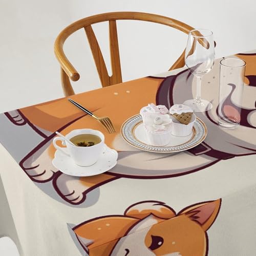 Nappe de table rectangulaire imprimé chien Shiba Inu lavable en cuisine - 4