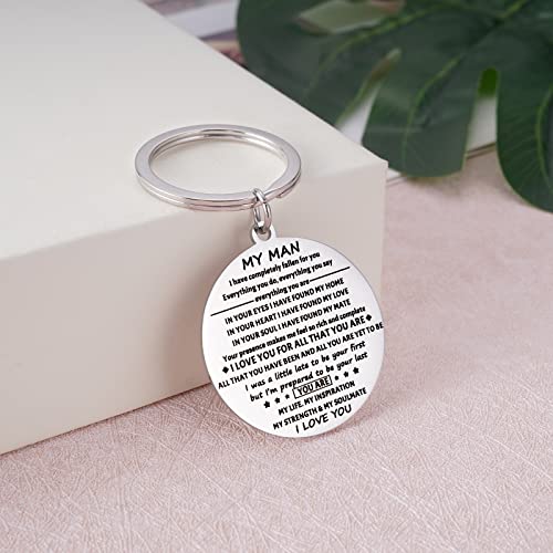 Aesnefe To My Man Keychain Gifts For Him, Birthday Valentine's Day Chrismas Anniversary Jewelry For Husband Boyfriend From Wife Girlfriend, Engagement Gift For Fiance #TOP4
