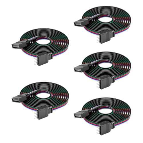 BTF-LIGHTING 5PIN 22AWG JST SM LED Connector 5pcs/Pack Male Female Connector with 1m Cable for PWM SMD FCOB RGBW LED Strip Without Soldering Controller Wire