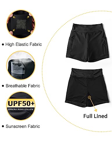 Tournesol Women's Plus Size Swim Shorts Tummy Control Bathing Suits Bottoms Black Swimsuits Bikini Board Shorts #TOP4