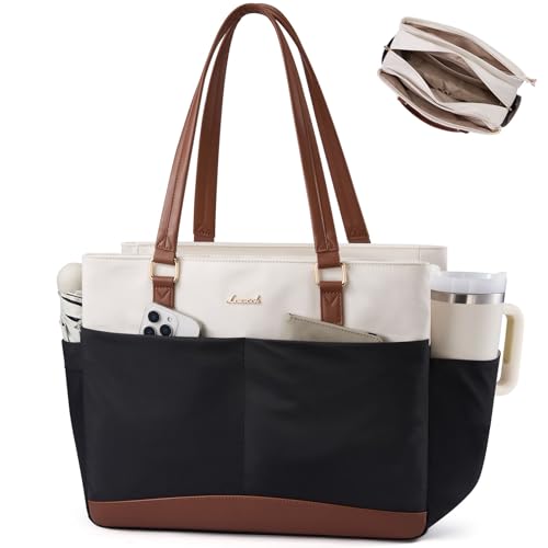 LOVEVOOK Laptop Tote Bag for Women with 3 Separate Pocket Work Bag with Large Cup Holder Computer Briefcase for Teacher Nurse by LOVEVOOK - Used condition - US$18.09