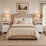 Brafab Bedside Table Set of 2 with Hidden Drawer, 25" Tall Bedside Tables with 2 Drawers and Open Shelf, Classic Wood Night Stands with Secret Storage for Bedroom, Guest Room, White