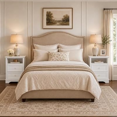 Brafab Bedside Table Set of 2 with Hidden Drawer, 25" Tall Bedside Tables with 2 Drawers and Open Shelf, Classic Wood Night Stands with Secret Storage for Bedroom, Guest Room, White