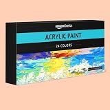 Amazon Basics Acrylic Paint Tubes Set with Rich Pigments, Non Fading, 0.74oz, 24 Colors, Multicolor