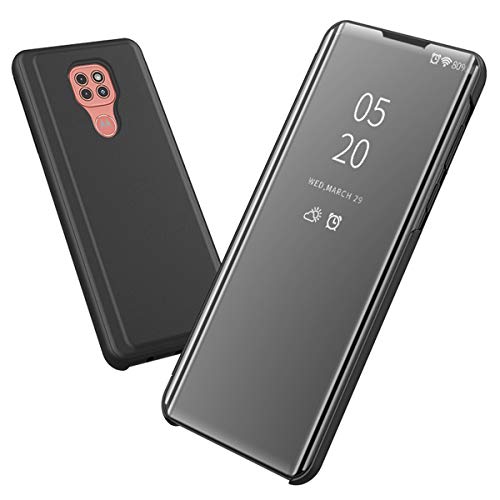 Hicaseer Capa para Moto G9 Play, capa ultrafina inteligente Flip Perspectiva espelhada, capa moderna