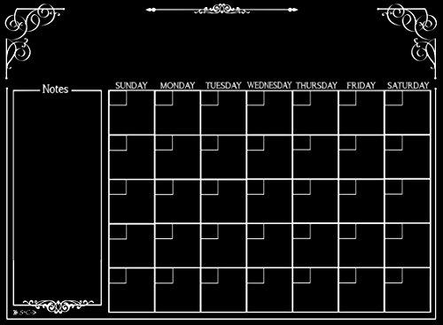 Calendar | Magnetic Chalkboard Style Refrigerator Calendar | Monthly Organizer | Dry Erase Board | Large Calendar | Kitchen Organizer | Smooth Black Surface | Waterproof | 11 x 15 inches