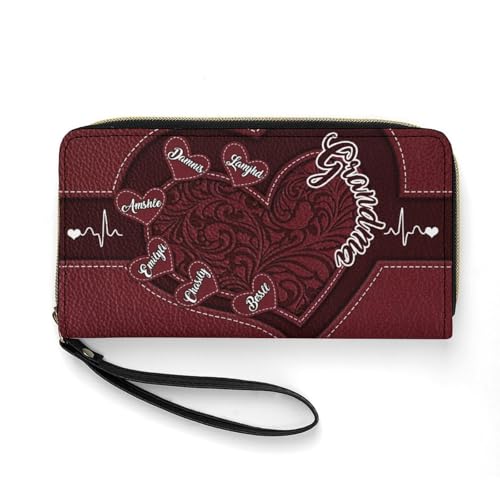 Grandma's Little Sweethearts - Personalized Leather Long Wallet with Name - Custom Name Wallet for Women Birthday, Loving Gift For Grandmother, Mother, Mom (Wallet-A01)2