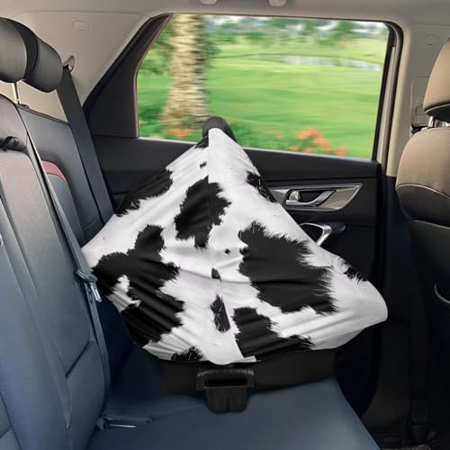 Image of Forchrinse Black and White Cow Print Nursing Cover Breastfeeding Scarf Soft Car Seat Cover for Babies Girls Infant Carseat Multi-Use Cover
