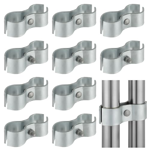 Alffun 10 Sets Chain Link Fence Panel Clamps 1-5/8 inch Galvanized Dog Kennel Clamps for OD Round Pipe Chain Link Fence Hardware