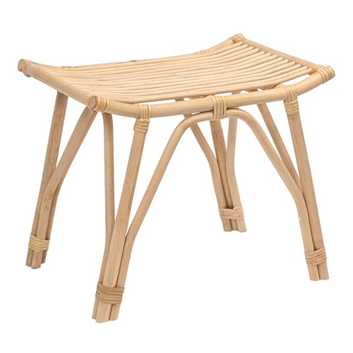 JONATHAN Y Gabriel 18" Handcrafted Rattan Teak Wood Stool, Natural by JONATHAN Y - Used condition - US$86.32