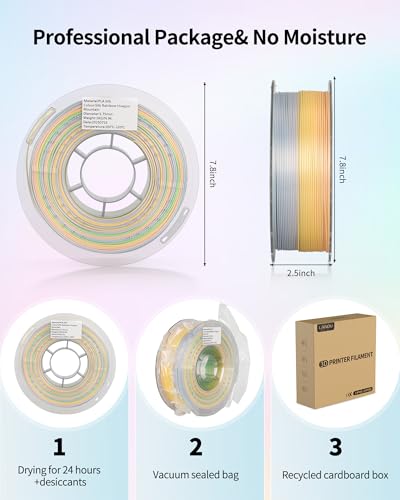 Image of LANDU Silk PLA 3D Printer Filament Multicolor Rainbow PLA Filament 1.75mm Gradient Color Changing Filament 1kg (2.2lbs) Dimensional Accuracy + /- 0.02 mm Silk Rainbow Filament