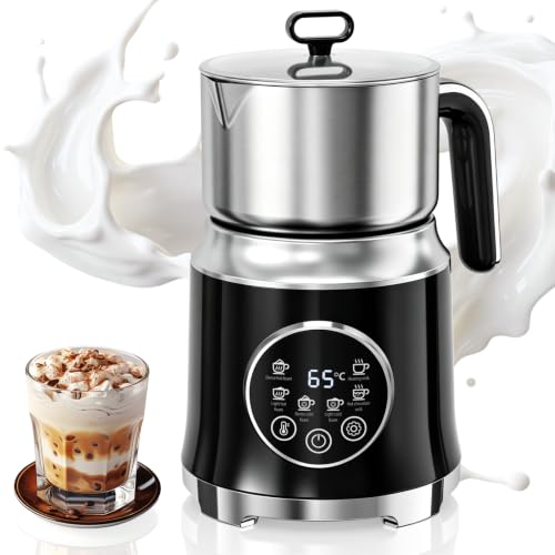 Image of Milk Frother, Hot Chocolate Maker, Milk Frother Electric, Velvetiser, Electric Milk Frother, Frother, Milk Steamer, Automatic Milk Frother, Milk Warmer (Black)