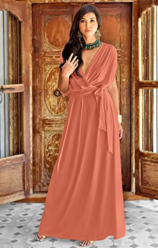 Image of KOH KOH Womens Long Sleeveless Halter Bridesmaid Wedding Guest Maxi Dress