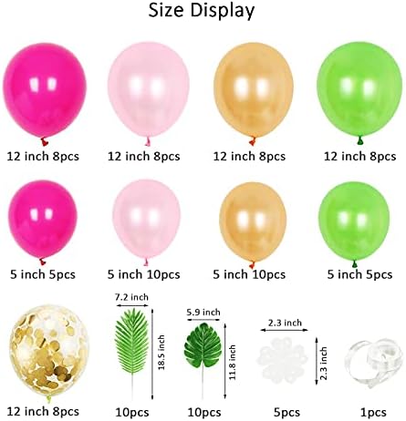 Hawaii Balloon Kit, ZERHOK 70pcs Colourful Latex Balloons with Tropical Palm Leaves for Luau Tiki Summer Beach Pool Hawaiian Theme Aloha Party Decoration