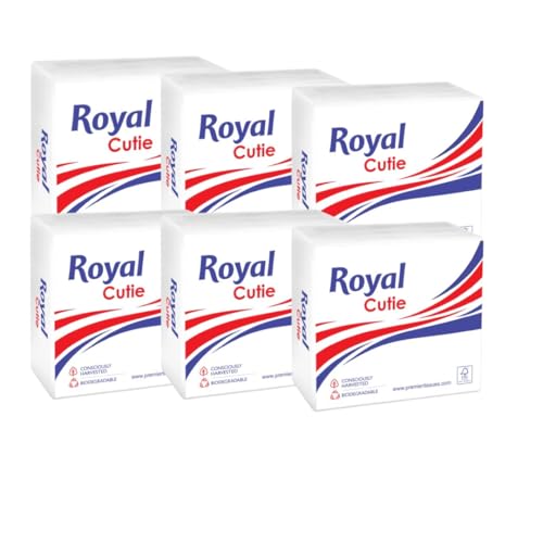 Image of Royal Cutie 1-Ply Tissue Paper Napkins for Dining Table |Pack of 6 (90 Pulls Per Pack, 540 Sheets) | Extra Soft Paper Tissue, Perfect for Events, Parties, & Everyday Use