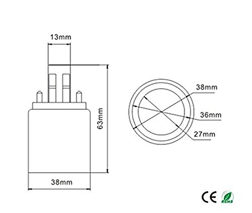 E-Simpo 4Pcs Gx23 To E26/E27 Lamp Base Holder Socket Adapter, Refinded Gx23 To E26/E27 Bulb Base Converter Cfl Pl-S Pl-C Bulb Holder Conversion Double Tab.2P In Parallel (4-Pack) #TOP6