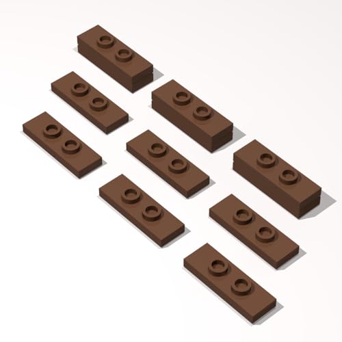 Classic Building Plate Bulk, Modified 1x3 with 2 Studs (Double Jumper) 120 Piece, Compatible with Lego Parts and Pieces: (Color:Brown)