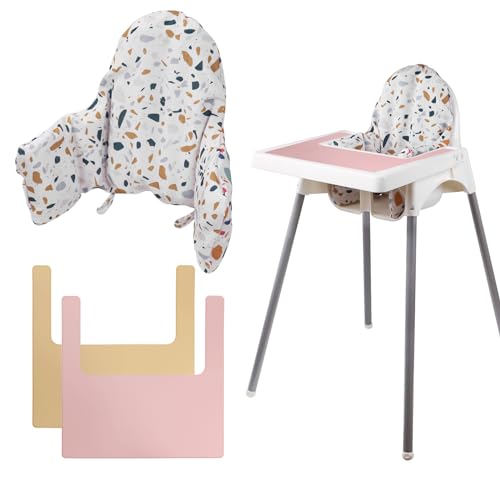 Cojín para trona, cojín para silla IKEA Antilop Trona, cojín para asiento, con dos manteles individuales para trona, cojín inflable incorporado, suave y cómodo (Stone Flower)