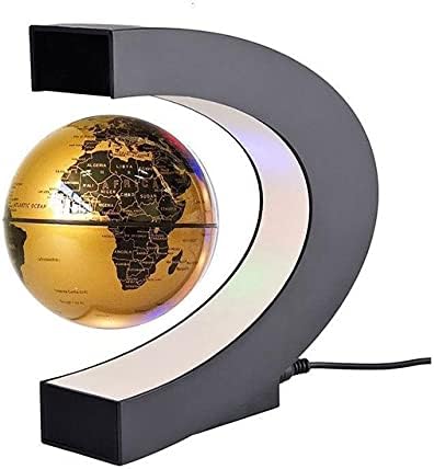 Floating Magnetic Levitation Globe LED World Map Electronic Antigravity Lamp Novelty Ball Light Home Decoration Birthday Gifts (Gold)