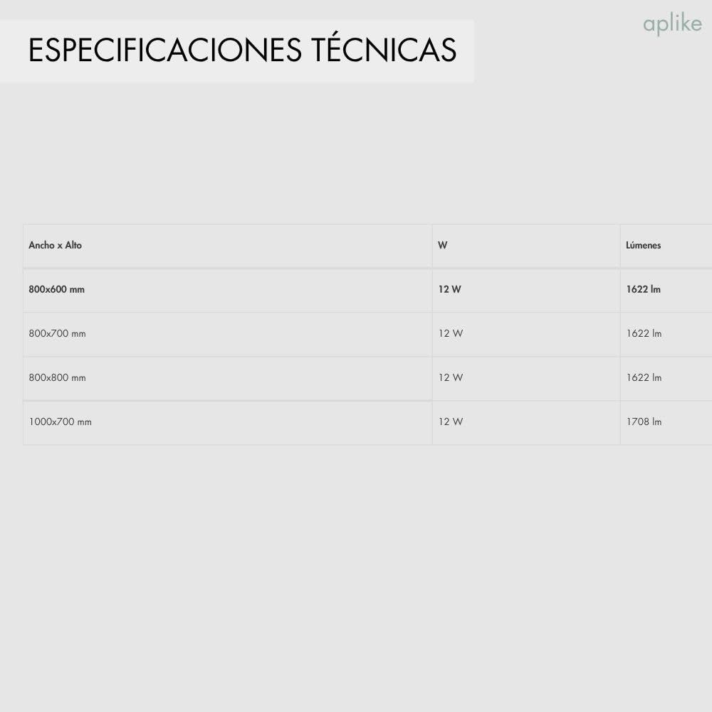 Aplike - Espejo de Baño Rectangular con 2 Tiras de Luz LED - 2 Posiciones (Horizontal y Vertical) - Luz Blanca Fría (5700K) - 80 x 60cm | Modelo Praga