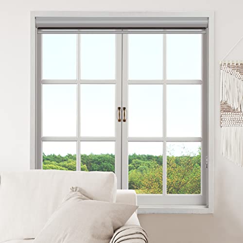 Zebra Blinds Window Dual Layer Roller Shades, Corded Horizontal Blind, Day & Night Light Filtering Privacy Drapes For Living Room, Bedroom, Office, & Hotel With Easy Install, Gray, 72 Inch Length #TOP6