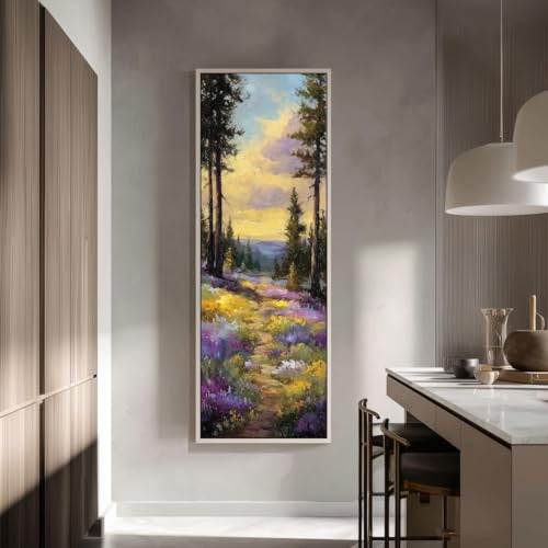 Décoration nature colorée avec fleurs sauvages verticales sur toile