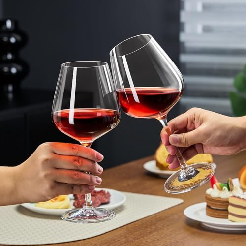 Image of PARACITY Wine Glasses, christmas gift, Clear Glass, Long Stem Wine Glass for Red and White Wine - 10 OZ (Set of 2) (2, 20, Fluid Ounces)