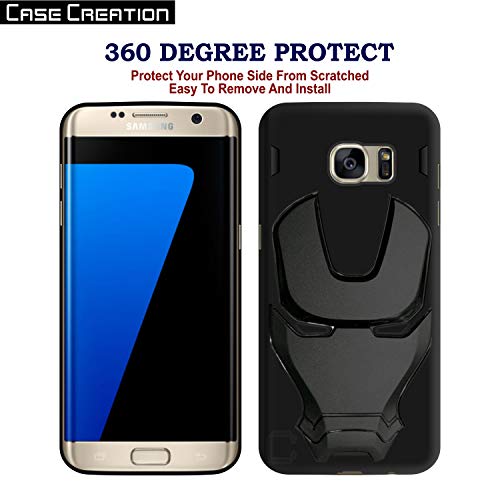 Image of COVERLY Official 3D Touch Feel Trending Real Hero Avenger Logo Mask Soft Rugged Grip Iron Man Super Power Cartoon Movie Silicone Matte Strong Back Cover for Samsung Galaxy S7 Edge 2018 -Black