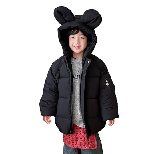 Baby Toddler Windbreaker Puffer Jacket Boys Winter Fashion Puffy Fleece Hooded Down Coat Warm Black 12-18 Months