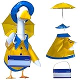 Porch Goose Outfits Raincoat and Personalized Name Sign- Dress Up Your 23in Plastic or Concrete Goose Statue with Funny Costumes and Fall Outfit, Garden Decor Duck Clothes for Outdoor Statues