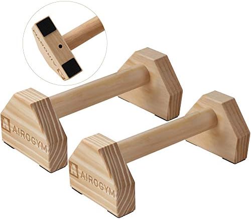 Push-up Stand, 2 PCS Wood Pushup Bars Non-Slip Base Exercise Home Workout Equipment, 30CM Wooden Parallettes Handle Stands Gr