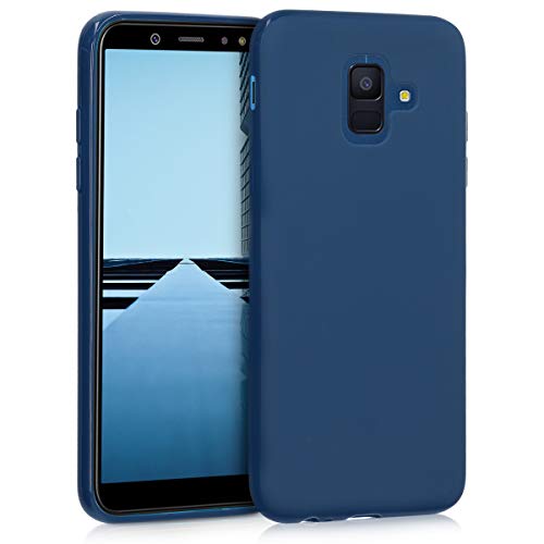 kwmobile Hülle kompatibel mit Samsung Galaxy A6 (2018) Hülle - weiches TPU Silikon Hülle - Cover geeignet für kabelloses Laden - Marineblau