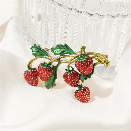 Image of WCRAZYE Red Strawberry Brooch Pin for Women Girls Cute Enamel Fruit Brooches Badges for Clothing Backpacks Bag Fashion Brooches Plant Lapel Pin Accessories Jewelry Gift