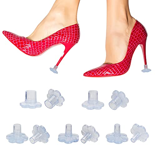 OOTSR - 5 paia di protezioni per tallone trasparenti per scarpe da donna con fiori di fiori, per riparare il tallone, per evitare di affondare nel pavimento irregolare