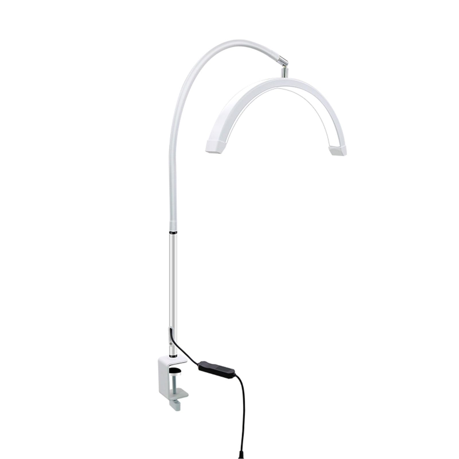 Andoer Lampada di bellezza a LED a mezzaluna da 16 pollici con morsetto da scrivania, luce di riempimento per unghie/ciglia da 20 W, tubo flessibile (#3)