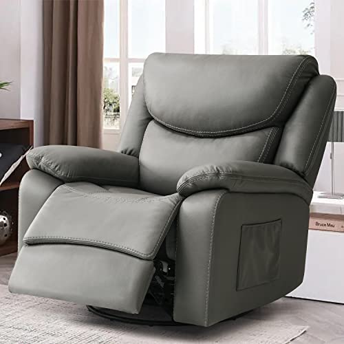 Ashomeli Large Electronic Power Recliner And Swivel Glider-270°Swivel Rocker Recliner Chair,150°Tilt,Water Repellent & Stain Resistant，Usb And Type-C Charging Ports (Gray) #TOP8