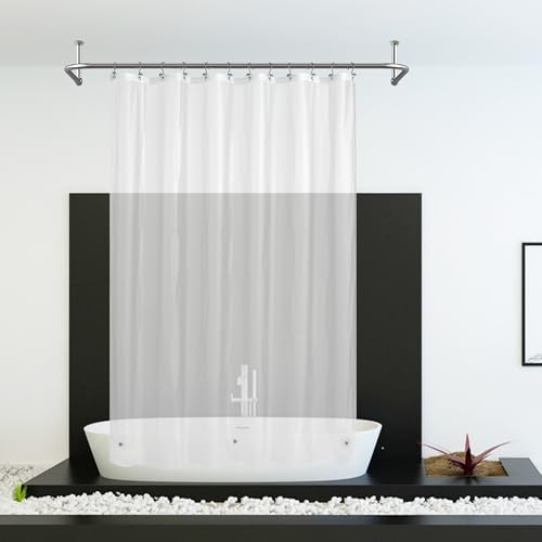 Image of Mrs Awesome Long Shower Curtain Liner with 3 Magnets, 72x78 Frosted PEVA Shower Liner, 78 Length Plastic Shower Curtain for Bathroom, Waterproof, 72 x 78, Frost