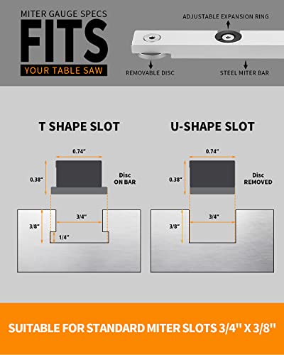 Daydoor Precision Miter Gauge With Aluminum Miter Fence And Repetitive Cut Flip Stop, Ideal For Table Saw, Band Saw, Router Table, Universal, With 27 Angle Stops, Silver #TOP4