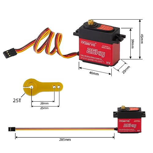 Cyfrowy serwo sterowane radiowo, 25 kg, serwomotor, 180°, metalowa przekładnia do RC Car RC, robot samolotowy