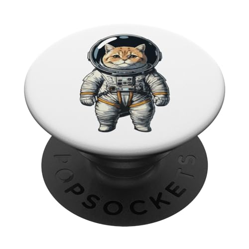 Chat drôle en combinaison spatiale. - Chat Astronaute PopSockets PopGrip Interchangeable