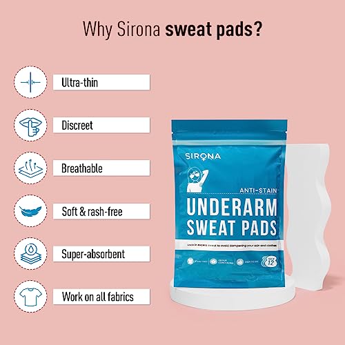 Sirona Disposable Underarm Sweat Pads | Ultra-Thin, Soft & Rash-Free Antiperspirant Shields | Absorbent Odour Blocker, Stain-Free Protection | Ideal for Hyperhidrosis | Pack of 12 Pads - Image 3
