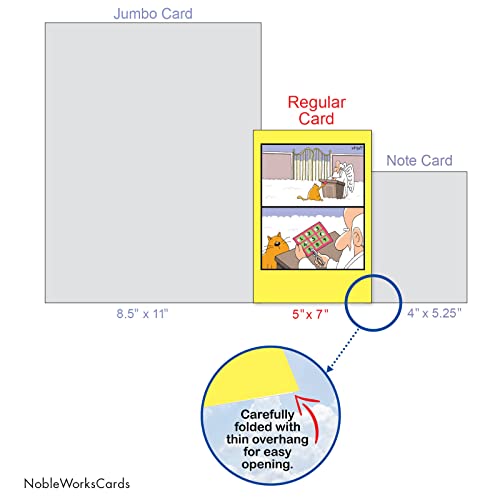 Nobleworks - 1 Hilarious All Occasions Blank Humor Greeting Card With 5 X 7 Inch Envelope - Funny Just Because Cartoon Cat Cut Life For Men And Women (1 Card) - Nine Lives C4169Ocb #TOP6