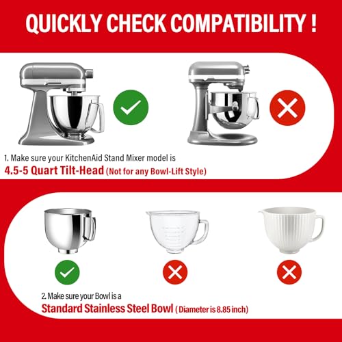 Image of Pouring Shield for KitchenAid Tilt Head 4.5-5 QT (for Stainless Steel Bowls Only), for Kitchen aid Accessories and Attachments, Fully Enclosed Foldable Lid Mixer Bowl Cover, Not For Bowl Lift (Gray)