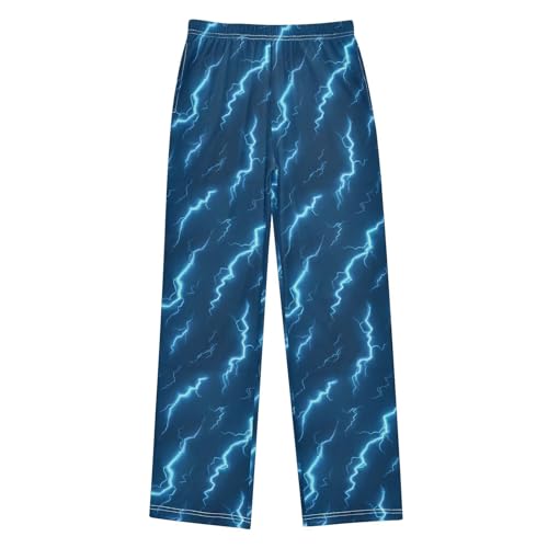 Pajama Bottoms, Pajamas Long Pant Thunderbolt Blue Lightning Lounge Wear Casual Sleep Pants Soft Pjs Sleepwear